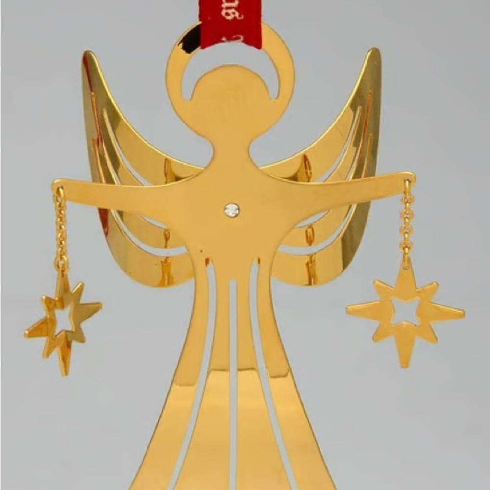 Georg Jensen Gold Angel Ornament with Star Charms